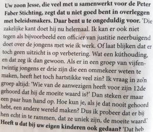 Citaat uit een interview met Peter Faber in Volkskrant Magazine (20-01-2018)